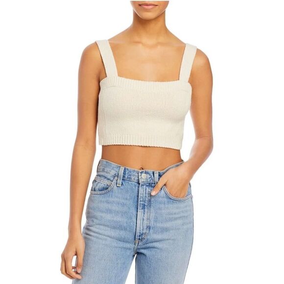 NWT A.L.C Cream Squared Neck Stretch Crop Top Women Size large - Picture 11 of 12